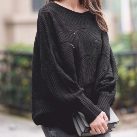 SAVANNA Knit Dolman Sleeve Sweater - black - Picture 2 of 3